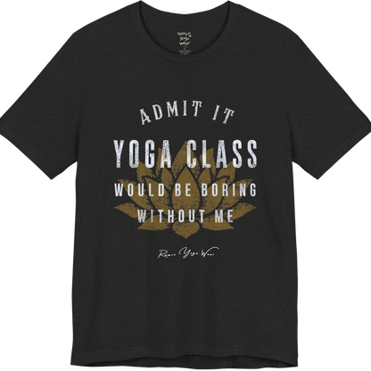 Bold distressed lotus yoga slogan tee in Black Heather — Funny Yoga Shirts collection by Ramro Yoga Wear