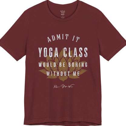 Bold distressed lotus yoga slogan tee in Heather Cardinal — Funny Yoga Shirts collection by Ramro Yoga Wear