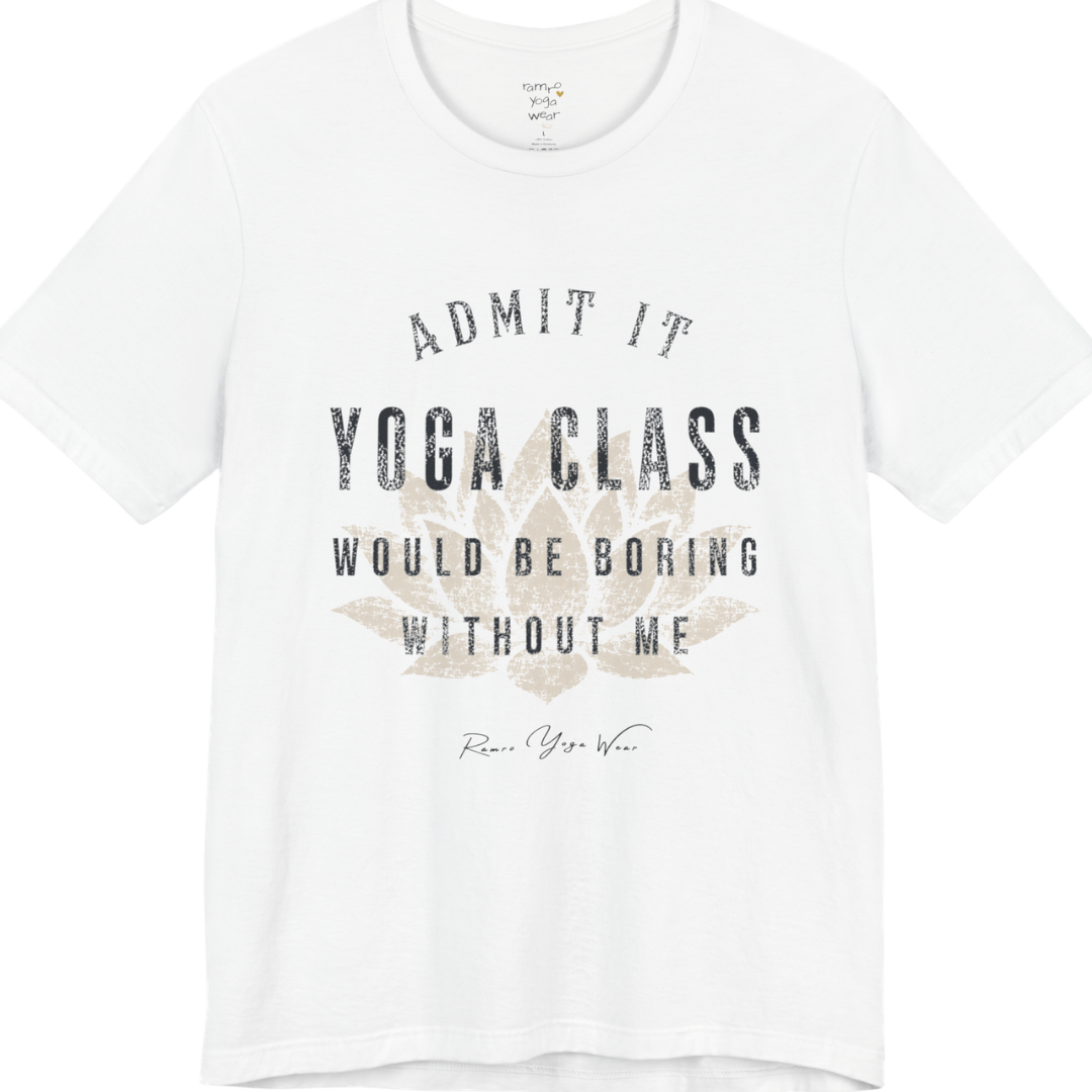 Bold distressed lotus yoga slogan tee in White — Funny Yoga Shirts collection by Ramro Yoga Wear