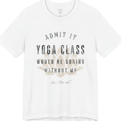 Bold distressed lotus yoga slogan tee in White — Funny Yoga Shirts collection by Ramro Yoga Wear