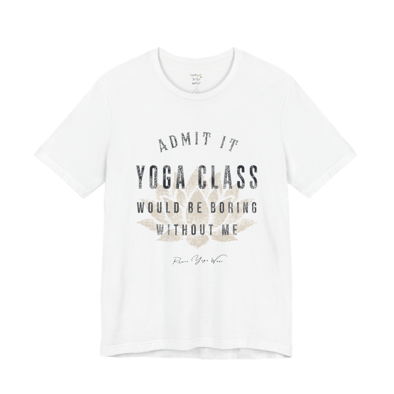 Bold distressed lotus yoga slogan tee in White — Funny Yoga Shirts collection by Ramro Yoga Wear