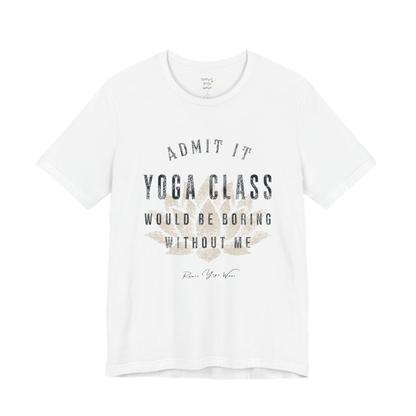 Bold distressed lotus yoga slogan tee in White — Funny Yoga Shirts collection by Ramro Yoga Wear