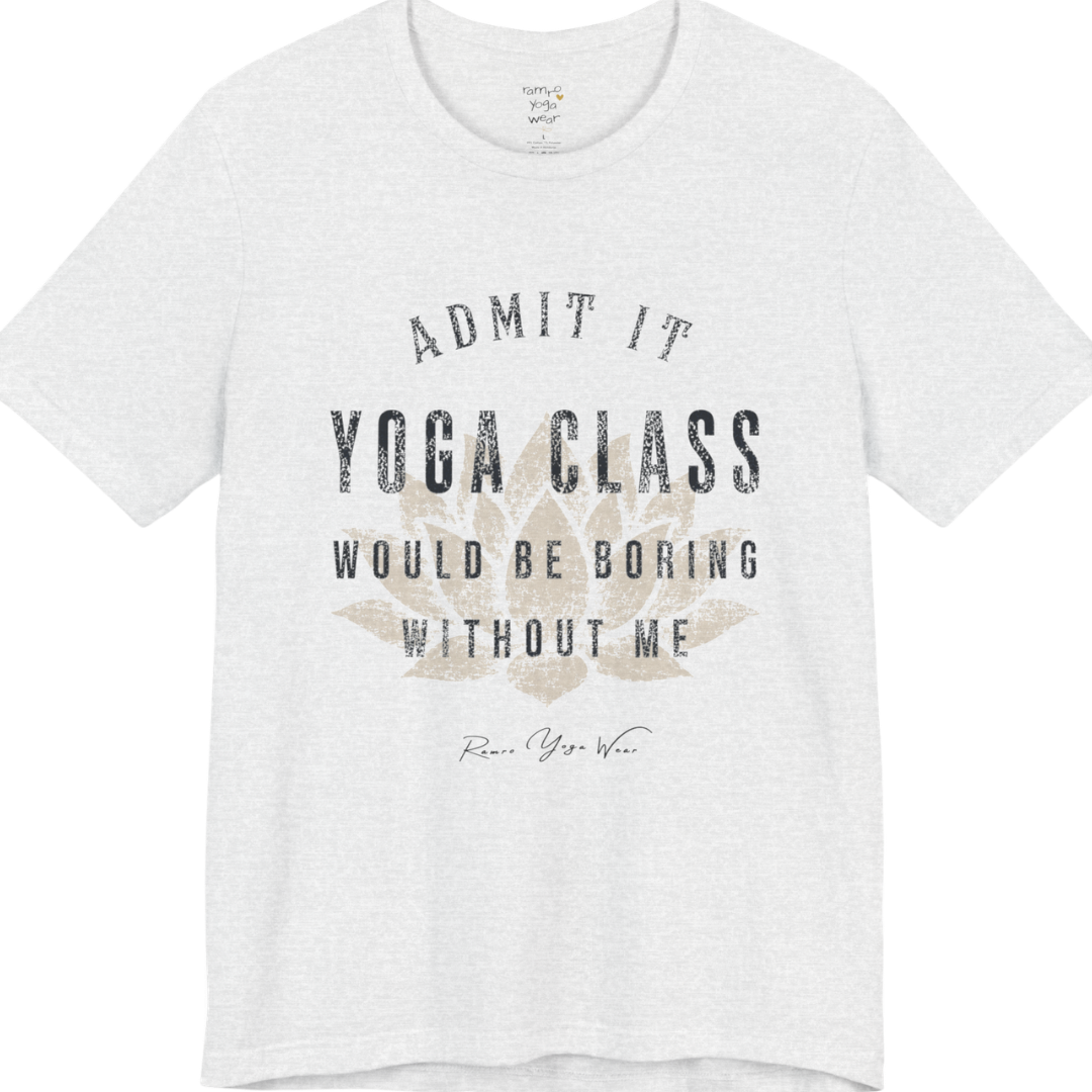 Bold distressed lotus yoga slogan tee in Ash — Funny Yoga Shirts collection by Ramro Yoga Wear