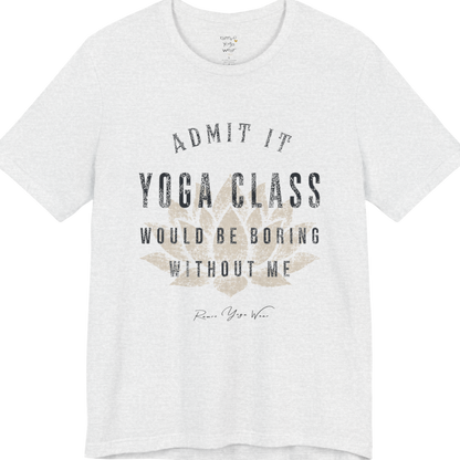 Bold distressed lotus yoga slogan tee in Ash — Funny Yoga Shirts collection by Ramro Yoga Wear