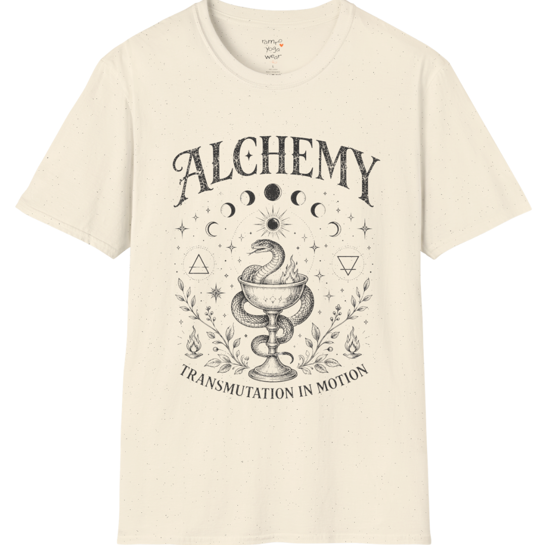 Natural Alchemy T-Shirt with vintage celestial artwork inspired by transformation, mindfulness, and spiritual energy.