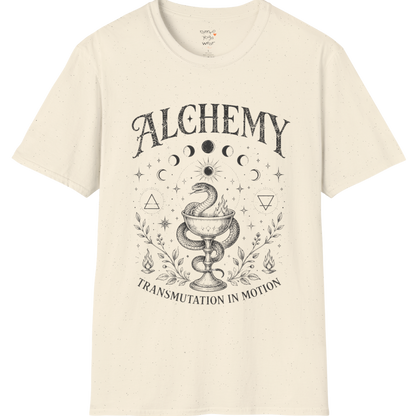 Natural Alchemy T-Shirt with vintage celestial artwork inspired by transformation, mindfulness, and spiritual energy.