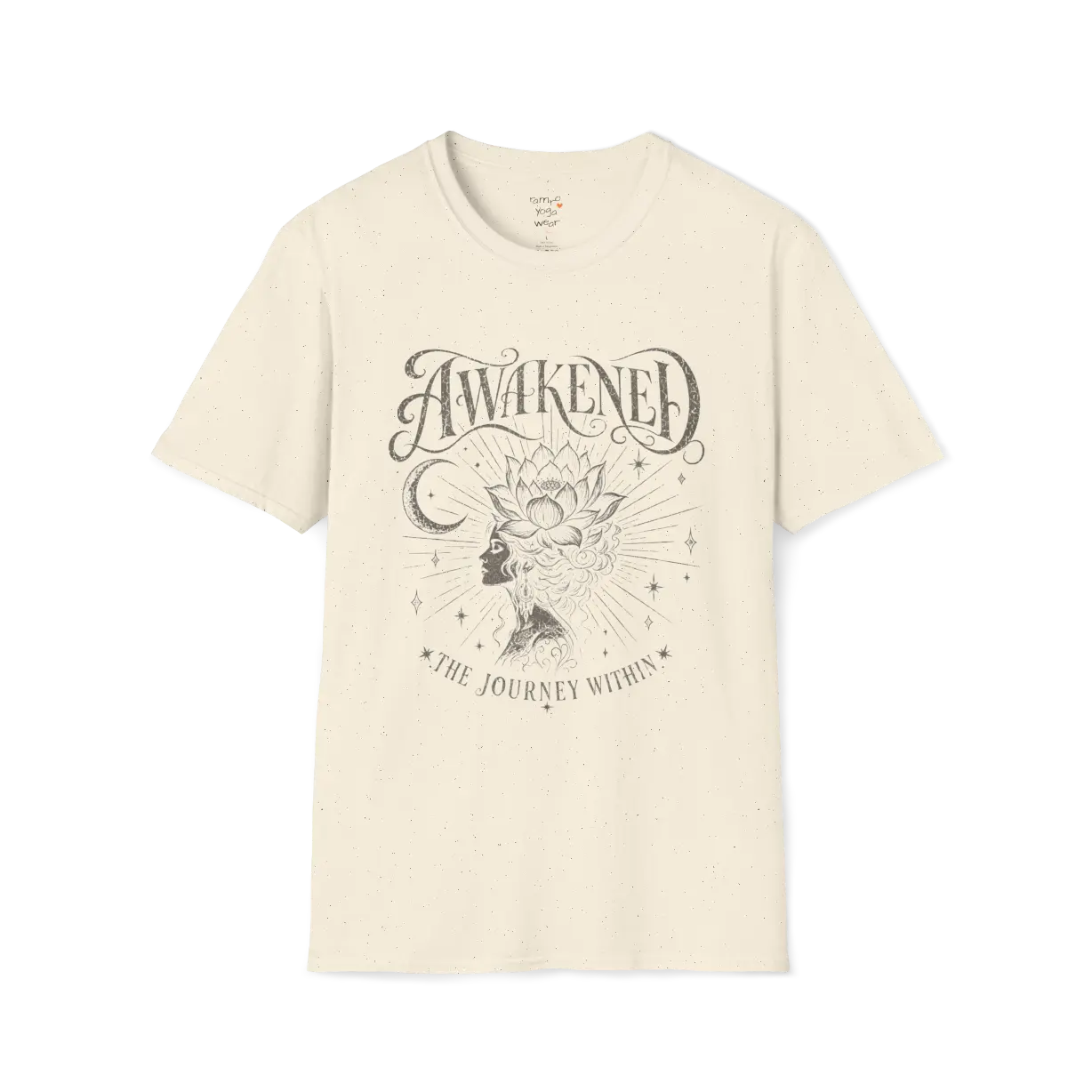 Natural Awakened T-Shirt with spiritual celestial artwork in soft grounded styling.