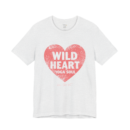 WILD HEART YOGA SOUL distressed heart tee — Funny Yoga Shirts collection by Ramro Yoga Wear — Ash