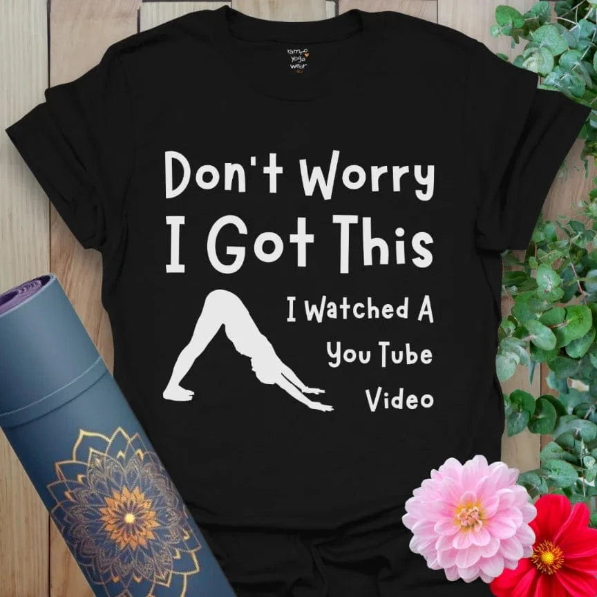 Classic black t-shirt with bold white text for mindful resilience, spiritual edge, and everyday wear.