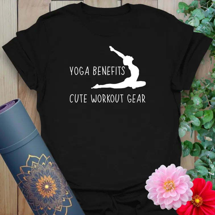 Classic black cotton tee with humorous white quote and yoga figure for a bold, stylish yoga vibe.