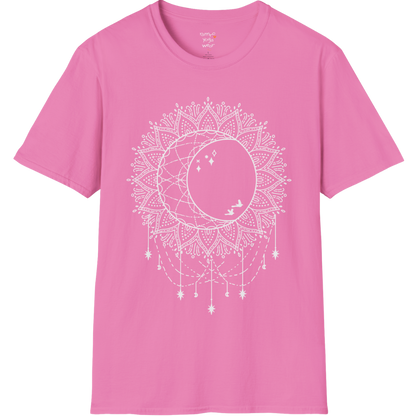 Boho sun and moon mandala design with crescent moon detail — The Vault collection by Ramro Yoga Wear — Azalea