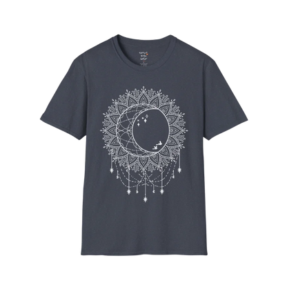 Boho sun and moon mandala design with crescent moon detail — The Vault collection by Ramro Yoga Wear — Heather Navy