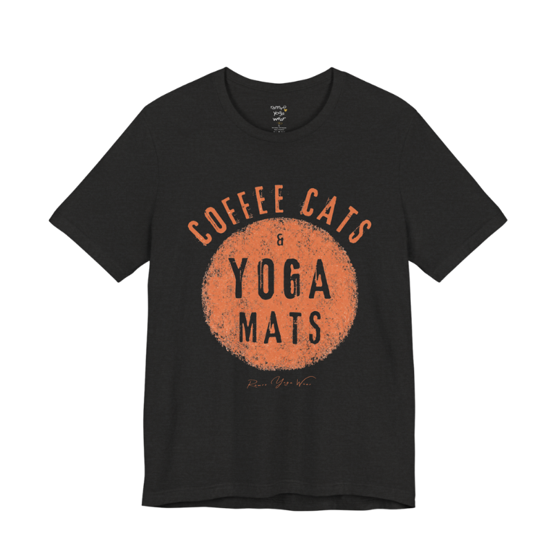 Terracotta circle yoga slogan tee in Black Heather — Funny Yoga Shirts collection by Ramro Yoga Wear