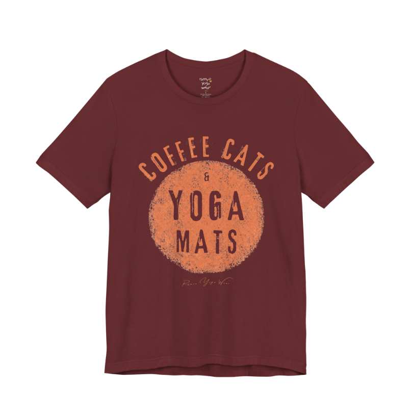 Terracotta circle yoga slogan tee in Heather Cardinal — Funny Yoga Shirts collection by Ramro Yoga Wear