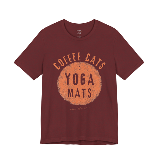 Terracotta circle yoga slogan tee in Heather Cardinal — Funny Yoga Shirts collection by Ramro Yoga Wear