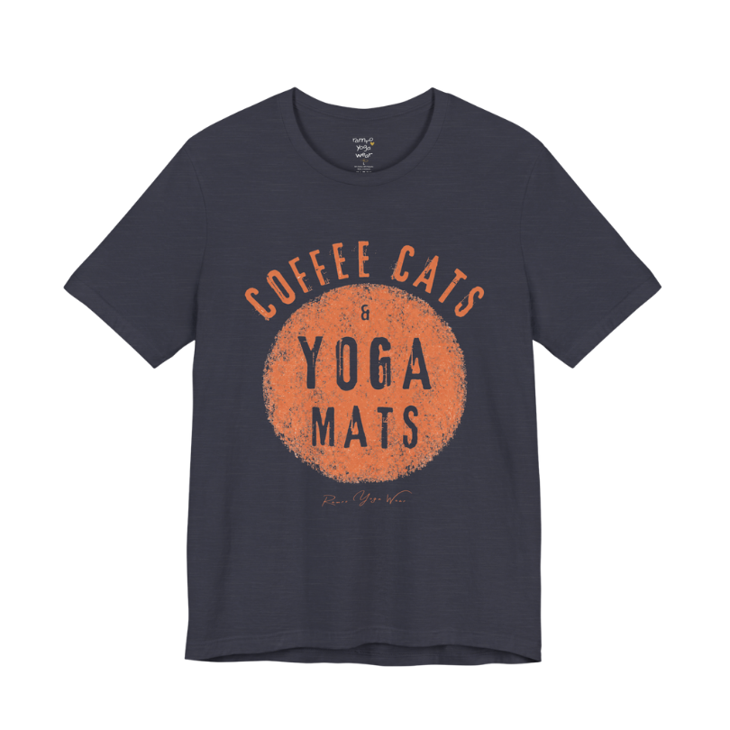 Terracotta circle yoga slogan tee in Heather Midnight Navy — Funny Yoga Shirts collection by Ramro Yoga Wear