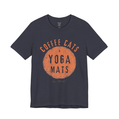 Terracotta circle yoga slogan tee in Heather Midnight Navy — Funny Yoga Shirts collection by Ramro Yoga Wear