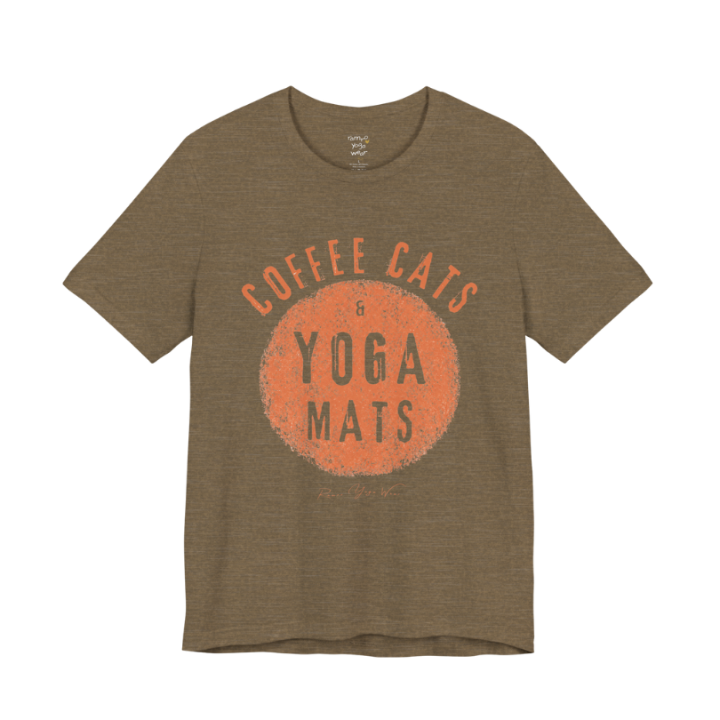 Terracotta circle yoga slogan tee in Heather Olive  — Funny Yoga Shirts collection by Ramro Yoga Wear