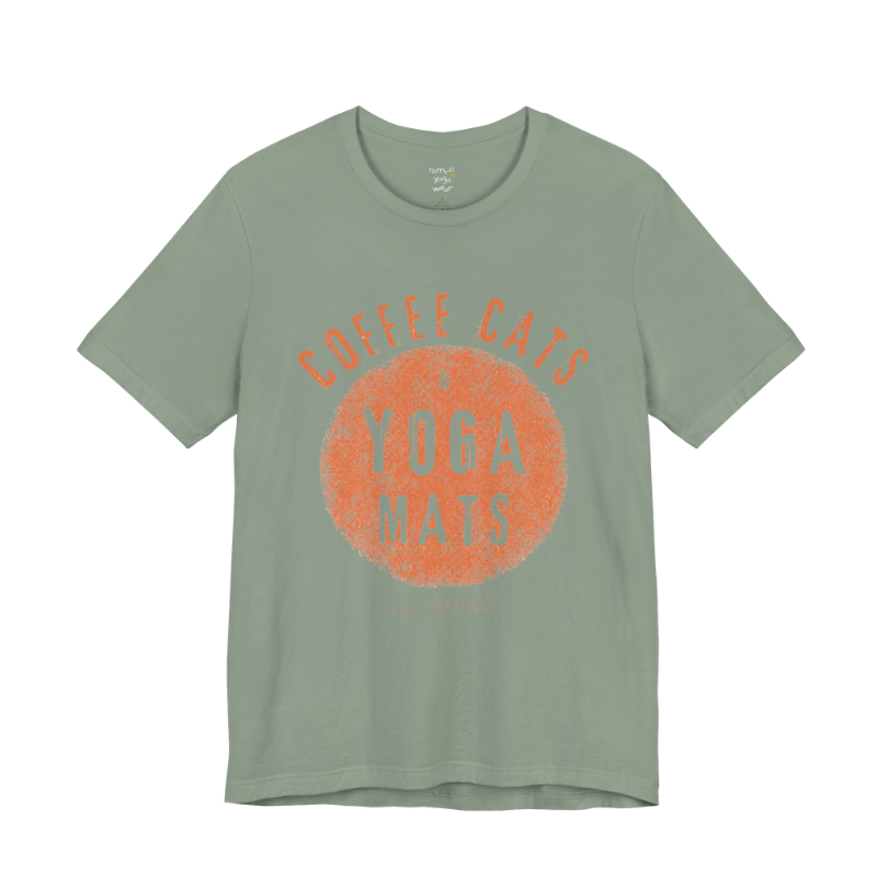 Terracotta circle yoga slogan tee in Sage — Funny Yoga Shirts collection by Ramro Yoga Wear