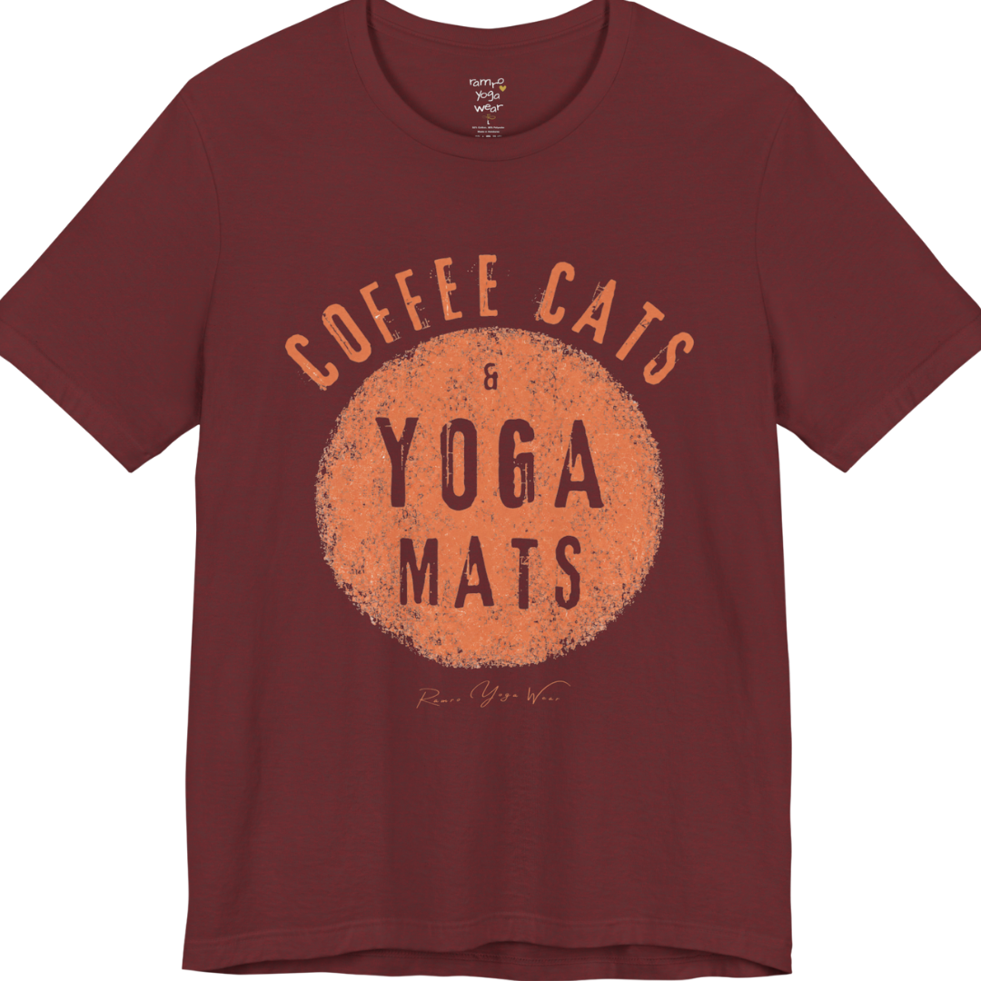 Terracotta circle yoga slogan tee in Heather Cardinal — Funny Yoga Shirts collection by Ramro Yoga Wear