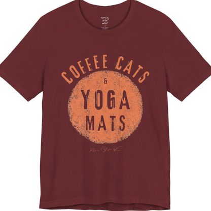 Terracotta circle yoga slogan tee in Heather Cardinal — Funny Yoga Shirts collection by Ramro Yoga Wear