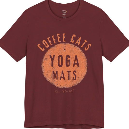 Terracotta circle yoga slogan tee in Heather Cardinal — Funny Yoga Shirts collection by Ramro Yoga Wear