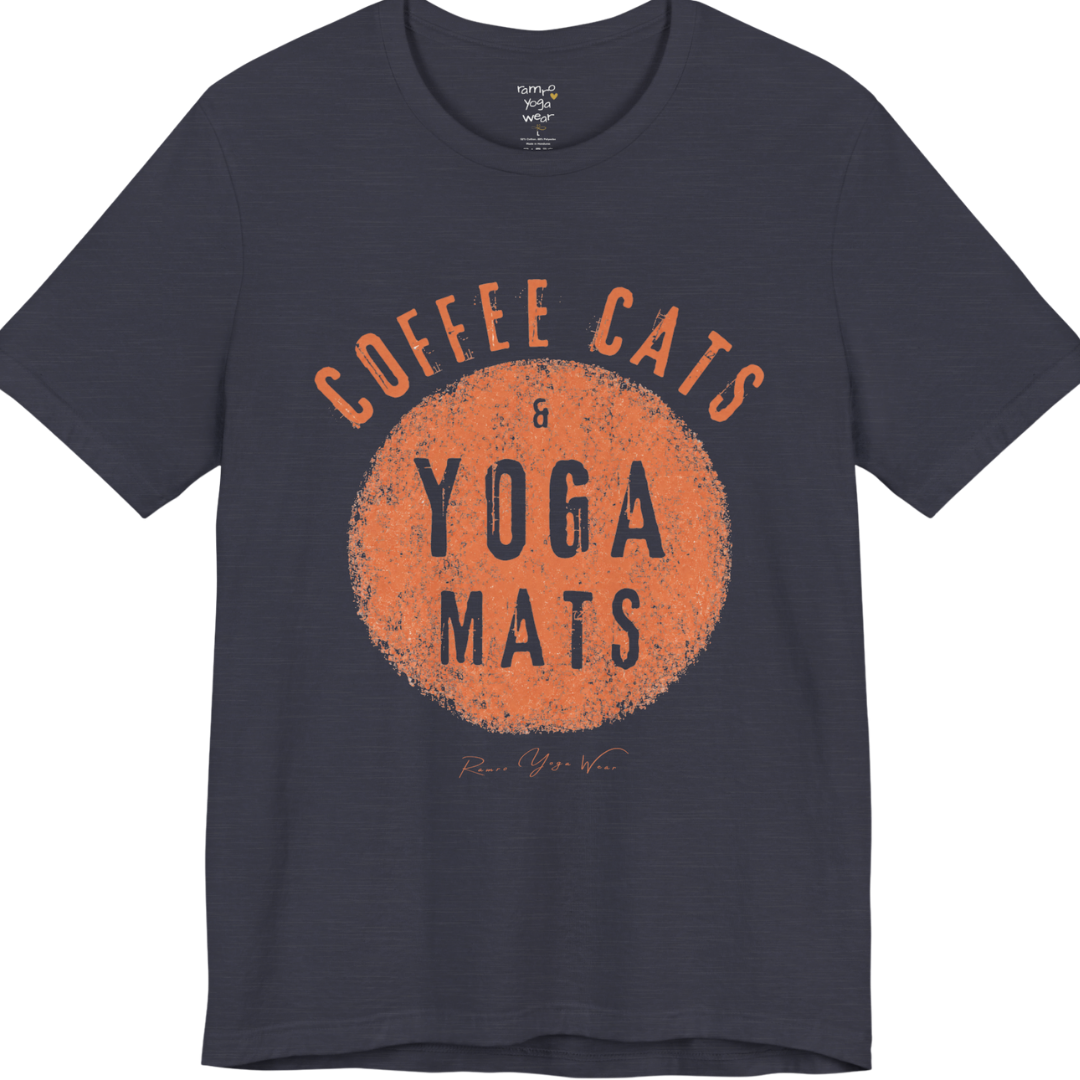 Terracotta circle yoga slogan tee in Heather Midnight Navy — Funny Yoga Shirts collection by Ramro Yoga Wear