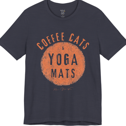 Terracotta circle yoga slogan tee in Heather Midnight Navy — Funny Yoga Shirts collection by Ramro Yoga Wear