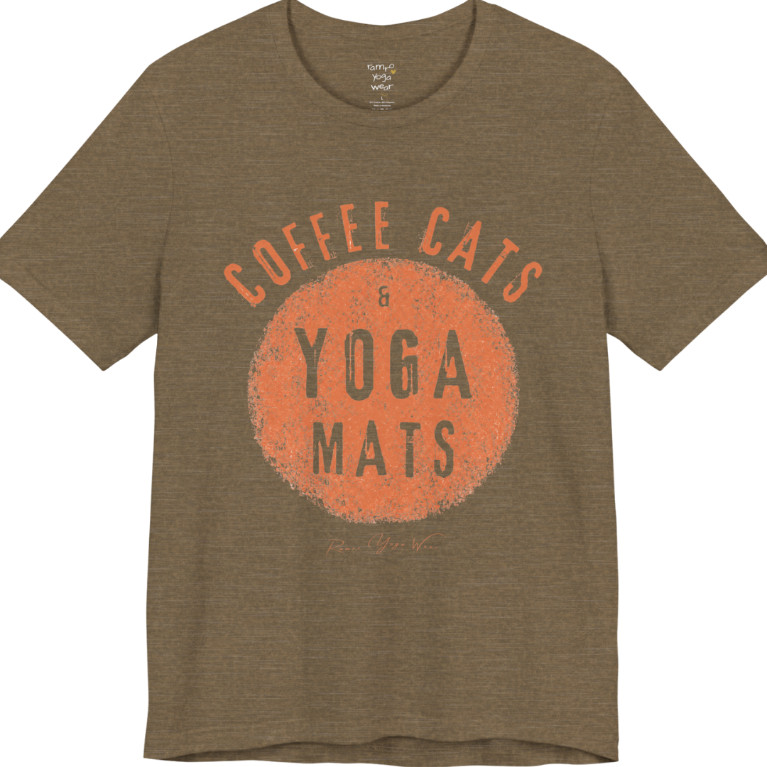 Terracotta circle yoga slogan tee in Heather Olive  — Funny Yoga Shirts collection by Ramro Yoga Wear