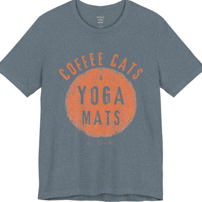 Terracotta circle yoga slogan tee in Heather Slate — Funny Yoga Shirts collection by Ramro Yoga Wear