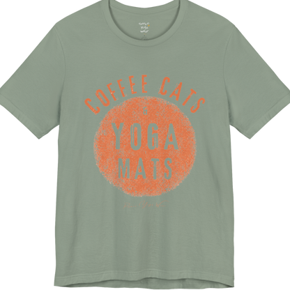 Terracotta circle yoga slogan tee in Sage — Funny Yoga Shirts collection by Ramro Yoga Wear
