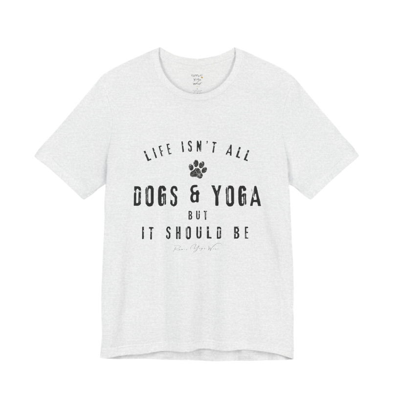 Bold distressed paw print yoga slogan tee in Ash — Funny Yoga Shirts collection by Ramro Yoga Wear