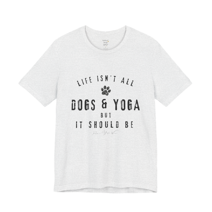 Bold distressed paw print yoga slogan tee in Ash — Funny Yoga Shirts collection by Ramro Yoga Wear