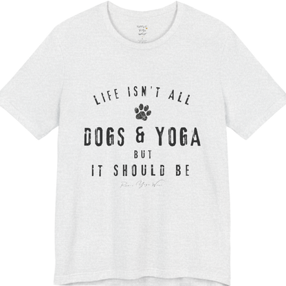 Bold distressed paw print yoga slogan tee in Ash — Funny Yoga Shirts collection by Ramro Yoga Wear