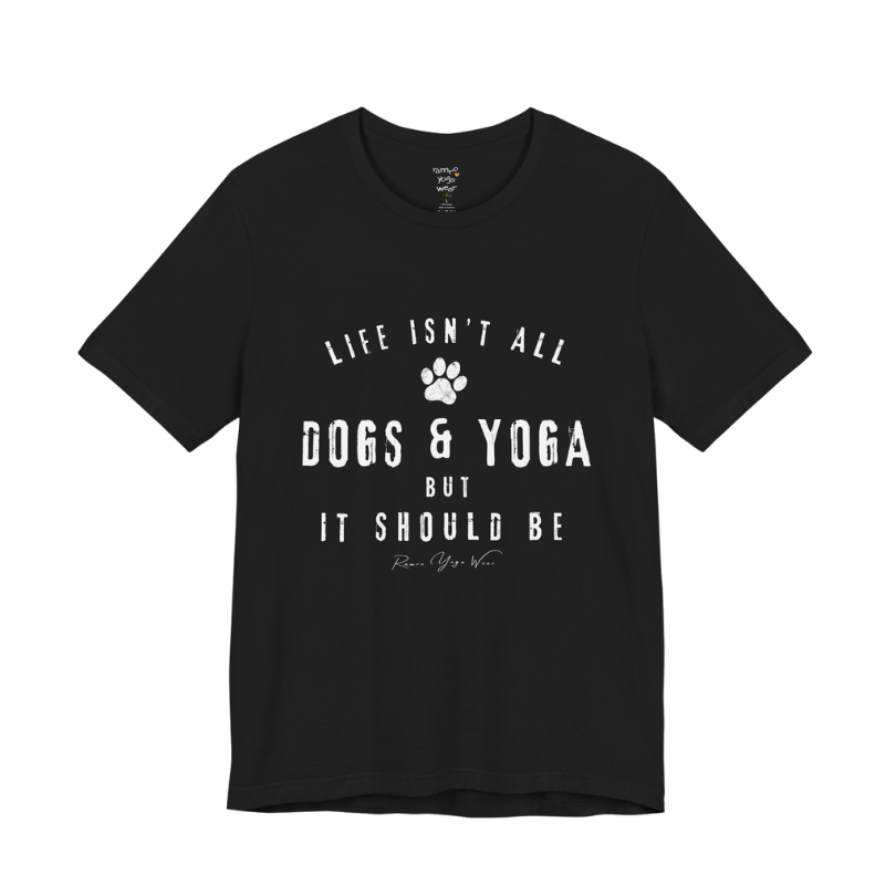 Bold distressed paw print yoga slogan tee in Black  — Funny Yoga Shirts collection by Ramro Yoga Wear