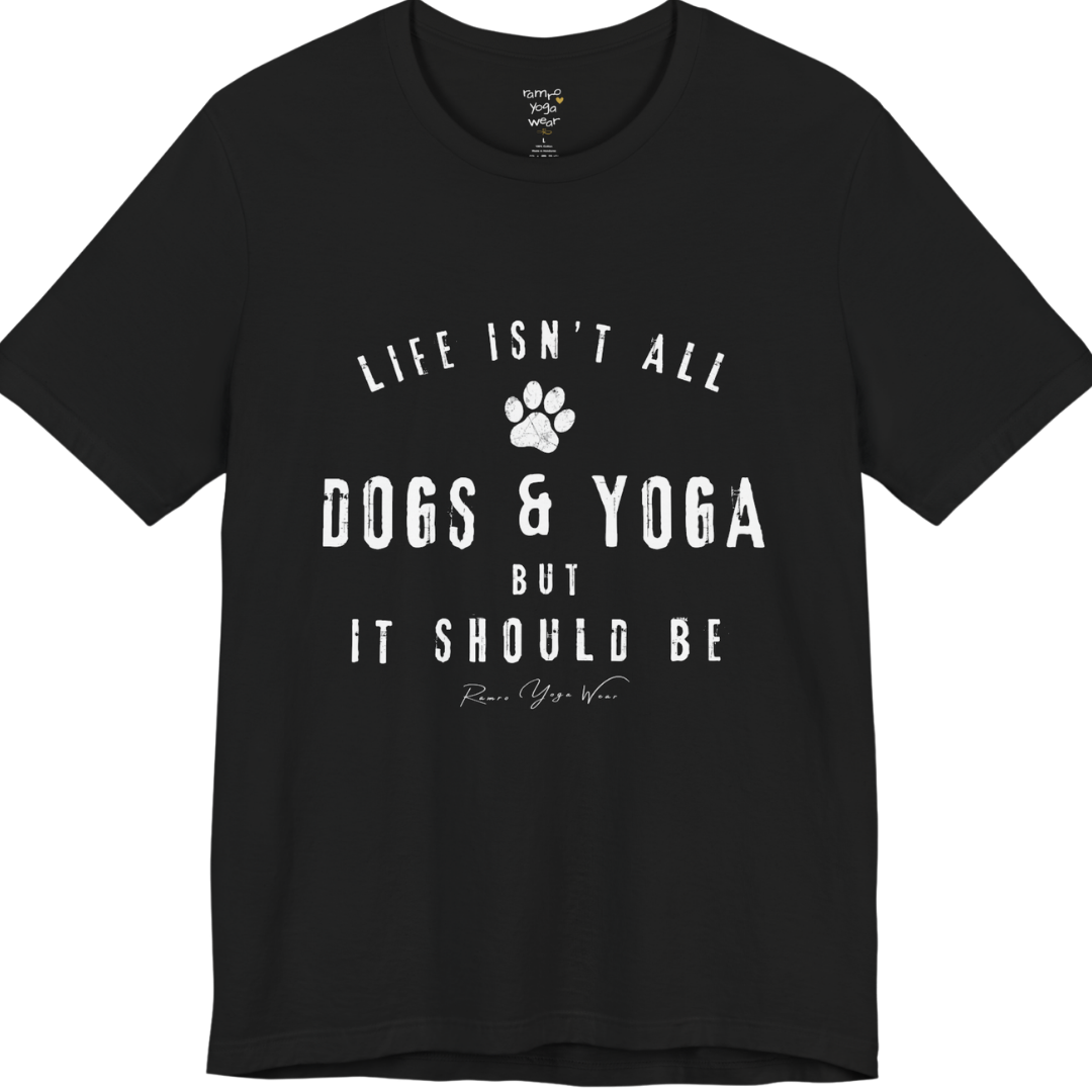 Bold distressed paw print yoga slogan tee in Black  — Funny Yoga Shirts collection by Ramro Yoga Wear