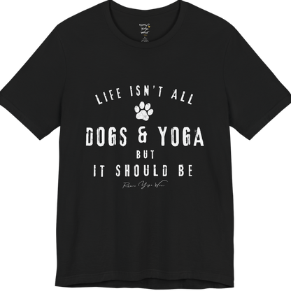 Bold distressed paw print yoga slogan tee in Black  — Funny Yoga Shirts collection by Ramro Yoga Wear