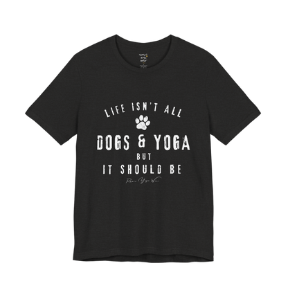 Bold distressed paw print yoga slogan tee in Black Heather — Funny Yoga Shirts collection by Ramro Yoga Wear