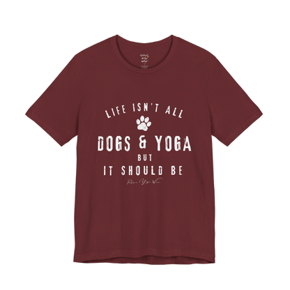Bold distressed paw print yoga slogan tee in Heather Cardinal — Funny Yoga Shirts collection by Ramro Yoga Wear
