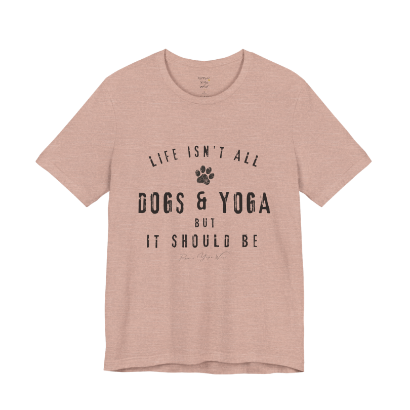 Bold distressed paw print yoga slogan tee in Heather Prism Peach — Funny Yoga Shirts collection by Ramro Yoga Wear