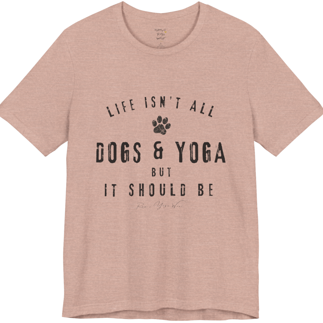 Bold distressed paw print yoga slogan tee in Heather Prism Peach — Funny Yoga Shirts collection by Ramro Yoga Wear