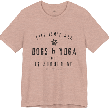 Bold distressed paw print yoga slogan tee in Heather Prism Peach — Funny Yoga Shirts collection by Ramro Yoga Wear