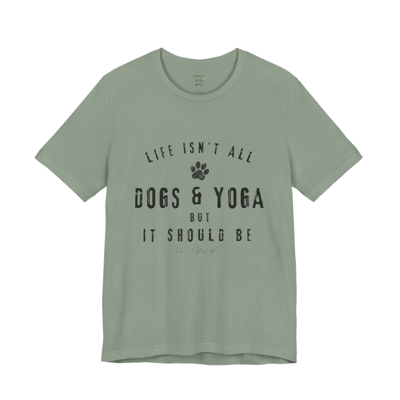 Bold distressed paw print yoga slogan tee in Sage  — Funny Yoga Shirts collection by Ramro Yoga Wear