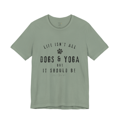 Bold distressed paw print yoga slogan tee in Sage  — Funny Yoga Shirts collection by Ramro Yoga Wear