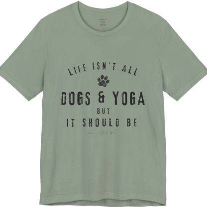 Bold distressed paw print yoga slogan tee in Sage  — Funny Yoga Shirts collection by Ramro Yoga Wear
