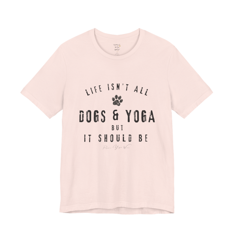 Bold distressed paw print yoga slogan tee in Soft Pink — Funny Yoga Shirts collection by Ramro Yoga Wear