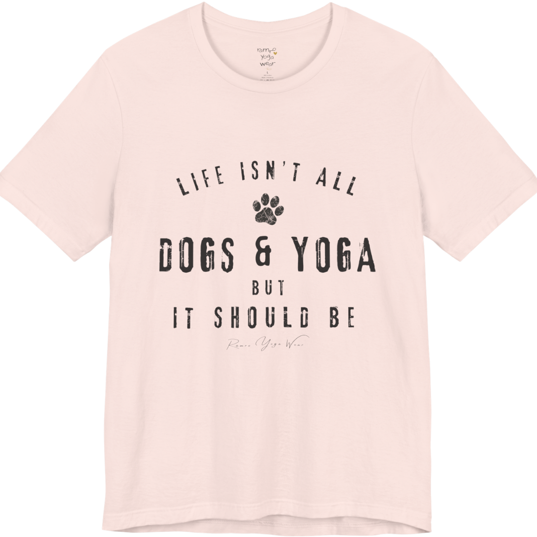 Bold distressed paw print yoga slogan tee in Soft Pink — Funny Yoga Shirts collection by Ramro Yoga Wear