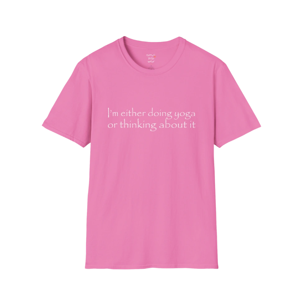 I'm either doing yoga or thinking about it" minimal text design — The Vault collection by Ramro Yoga Wear — Azalea
