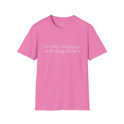 I'm either doing yoga or thinking about it" minimal text design — The Vault collection by Ramro Yoga Wear — Azalea