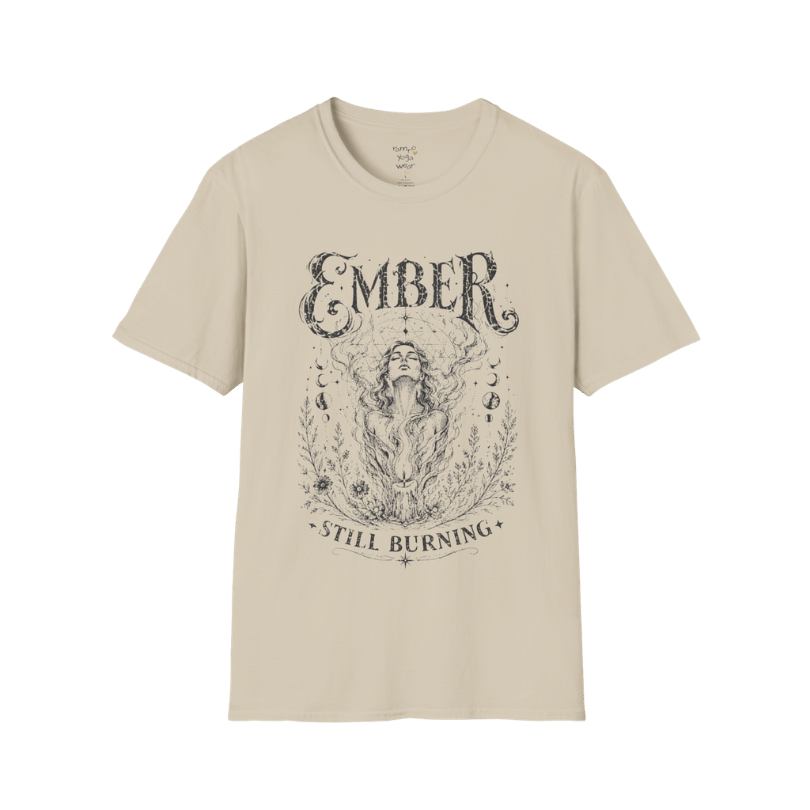 Sand Ember T-Shirt featuring celestial spiritual artwork with earthy desert-inspired vintage styling.